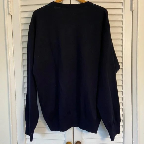 {Gabicci} NWT Vintage Blue Wool Blend V-Neck Pullover Sweater - XXL - Picture 9 of 9